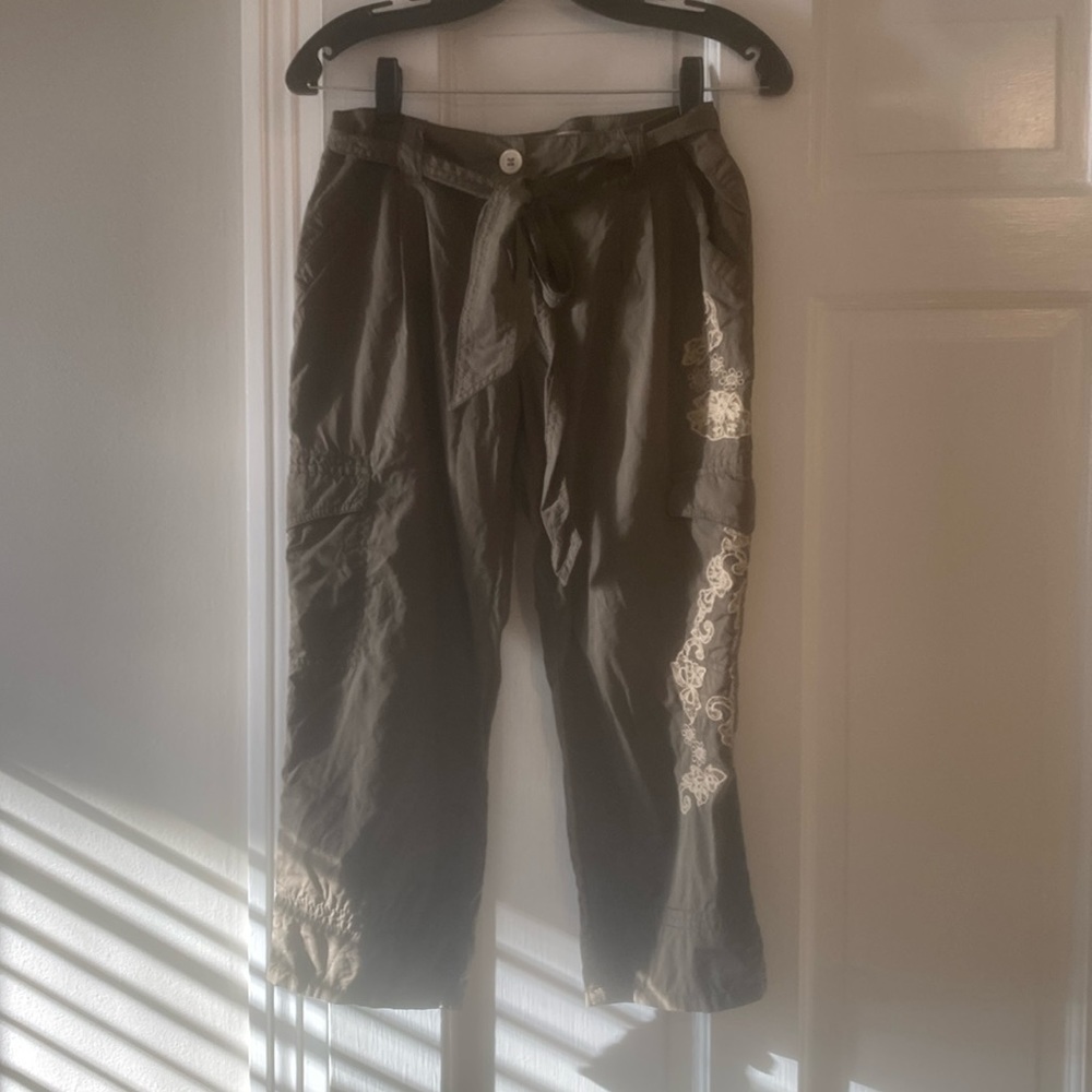 R.E.D. Valentino cargo olive green pants with embroidery.size 42
